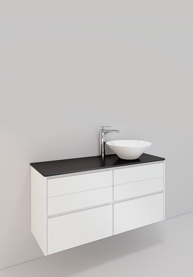 Badrumsmöbel Lifestyle Lc 97 Höger Med 6 Lådor Loop Handfat 120cm, Vit, Höger