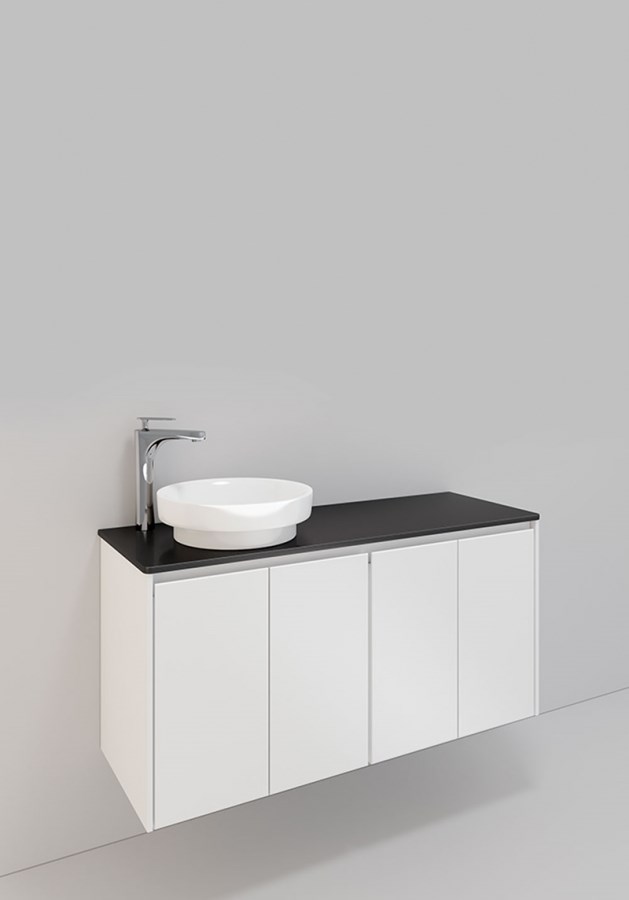 Badrumsmöbel Lifestyle Lc 104 Vänster Med 4 Dörrar Peak Handfat 120cm, Vit, Vänster