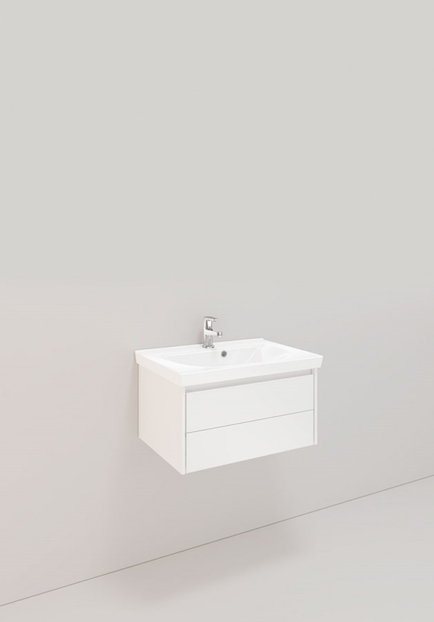 Badrumsmöbel Lifestyle Lc 6 Med 2 Lådor Högt Handfat 60cm, Vit