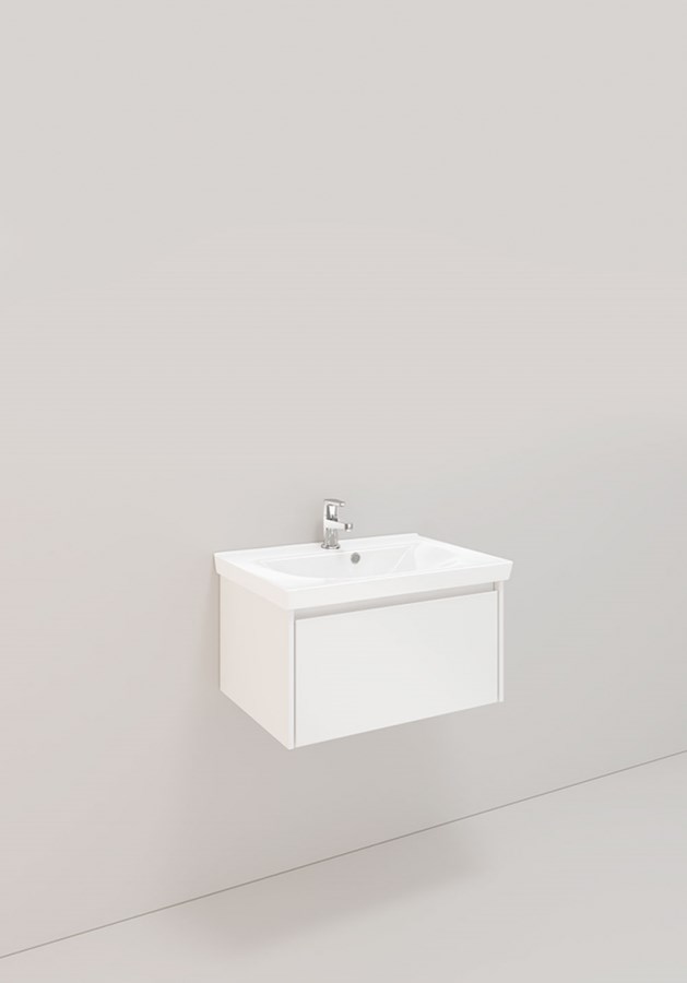 Badrumsmöbel Lifestyle Lc 2 Med 1 Låda Högt Handfat 60cm, Vit