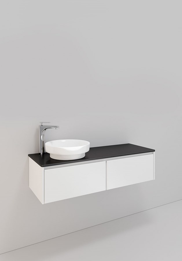 Badrumsmöbel Lifestyle Lc 84 Vänster Med 2 Lådor Peak Handfat 120cm, Vit, Vänster