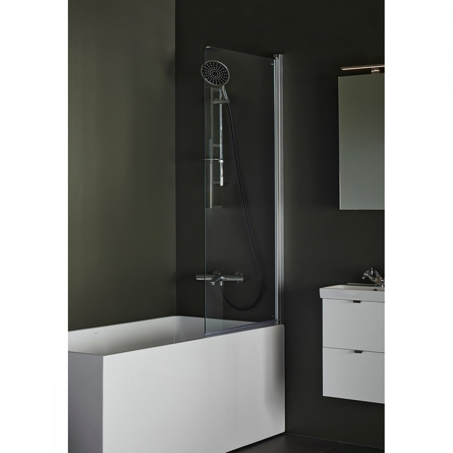 Badkarsvägg Igloo Pro Aluminium, 75x150cm, Klarglas