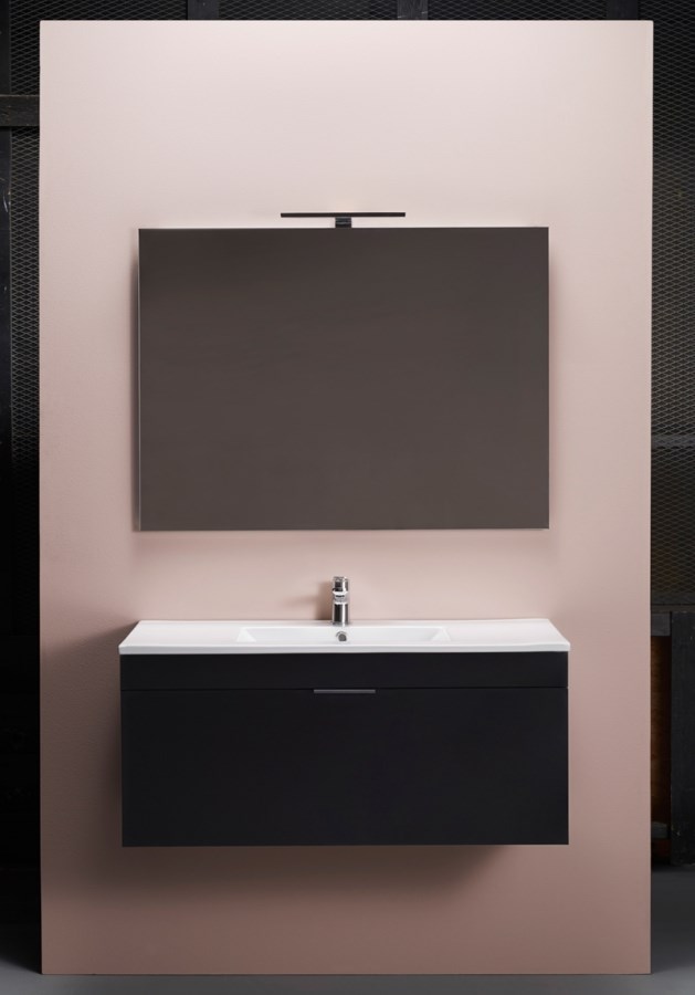 Badrumsmöbelpaket Go Med Spegel 100cm, Svart