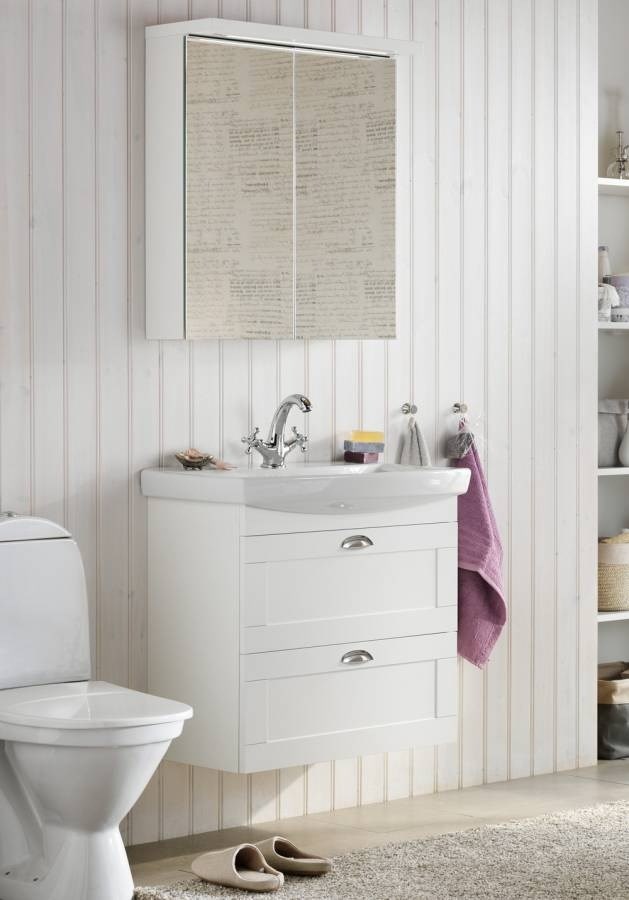 Badrumsmöbel Life Frame Med Spegelskåp 70cm, Vit