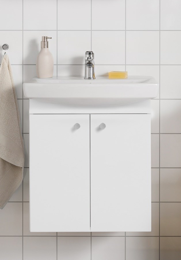 Badrumsmöbel Life Med Luckor 60cm, Vit