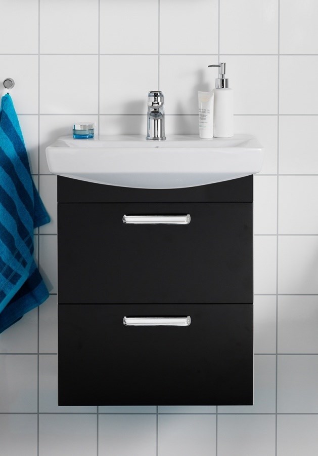 Badrumsmöbel Life Med Lådor 60cm, Svart