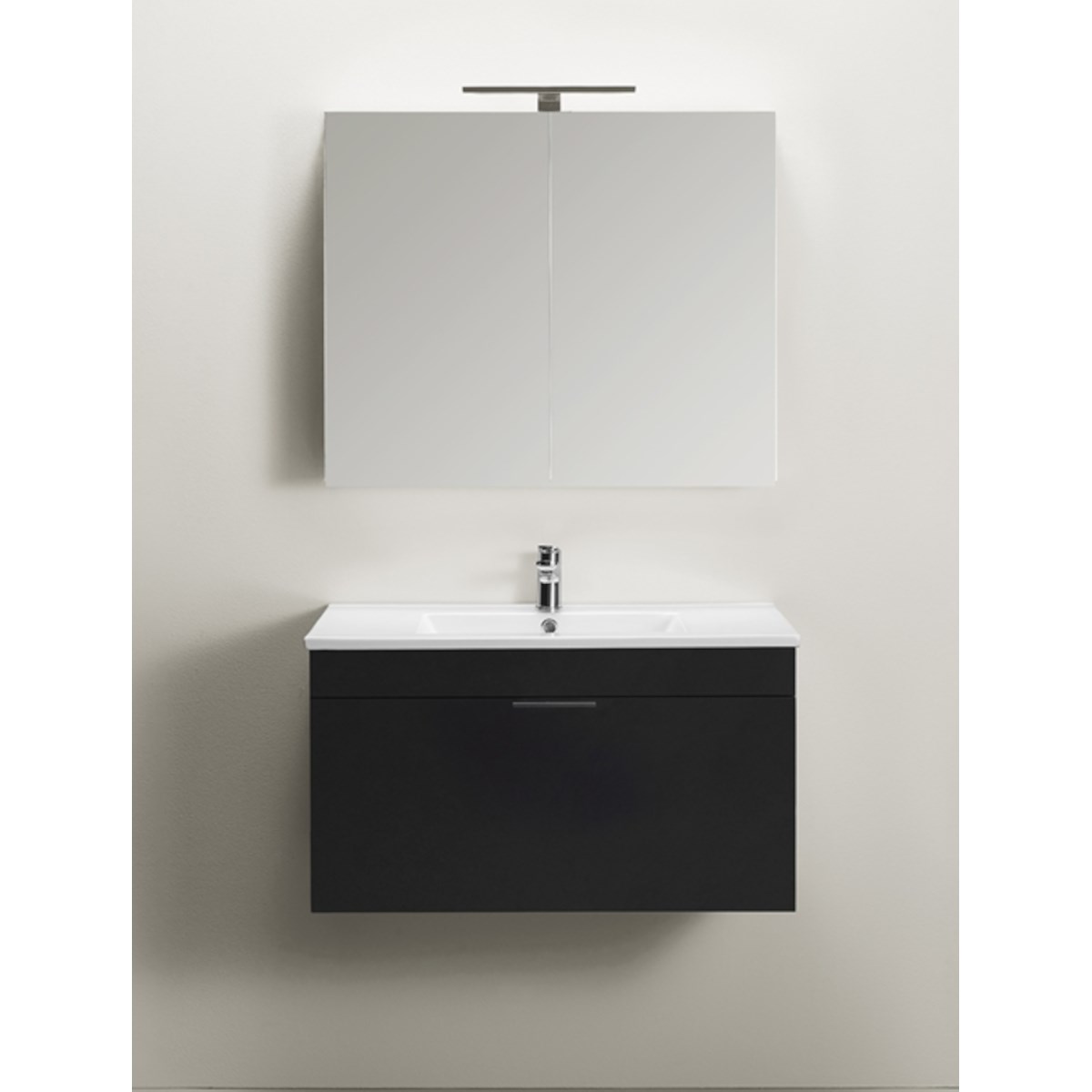 Badrumsmöbelpaket Go Med Spegelskåp 80cm, Svart