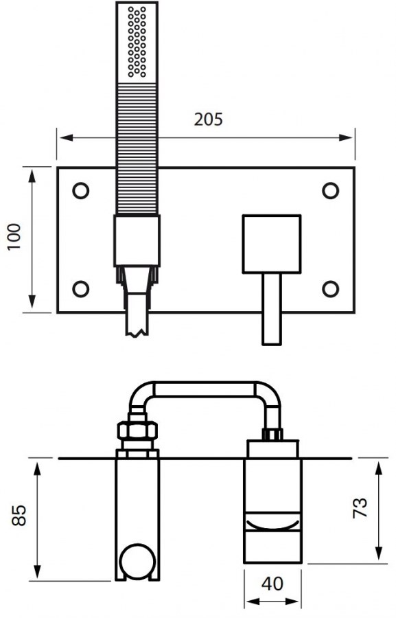 Duschblandare För Inbyggnad Box011-364 Square Krom