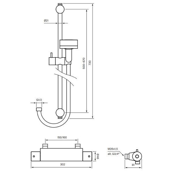 Duschblandare Evm168 +zsal105 Duschset 160mm, Krom