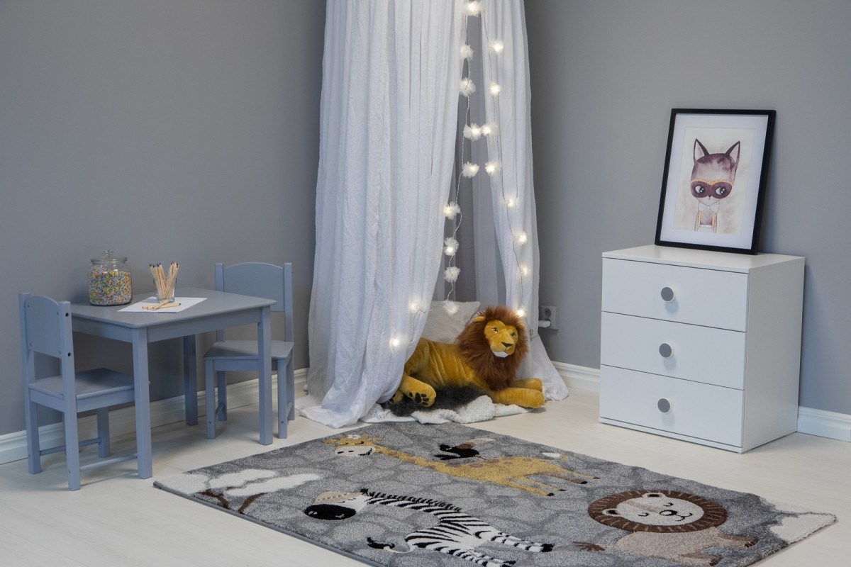 Barnmatta Atlas Savannen Grå, 120x170cm