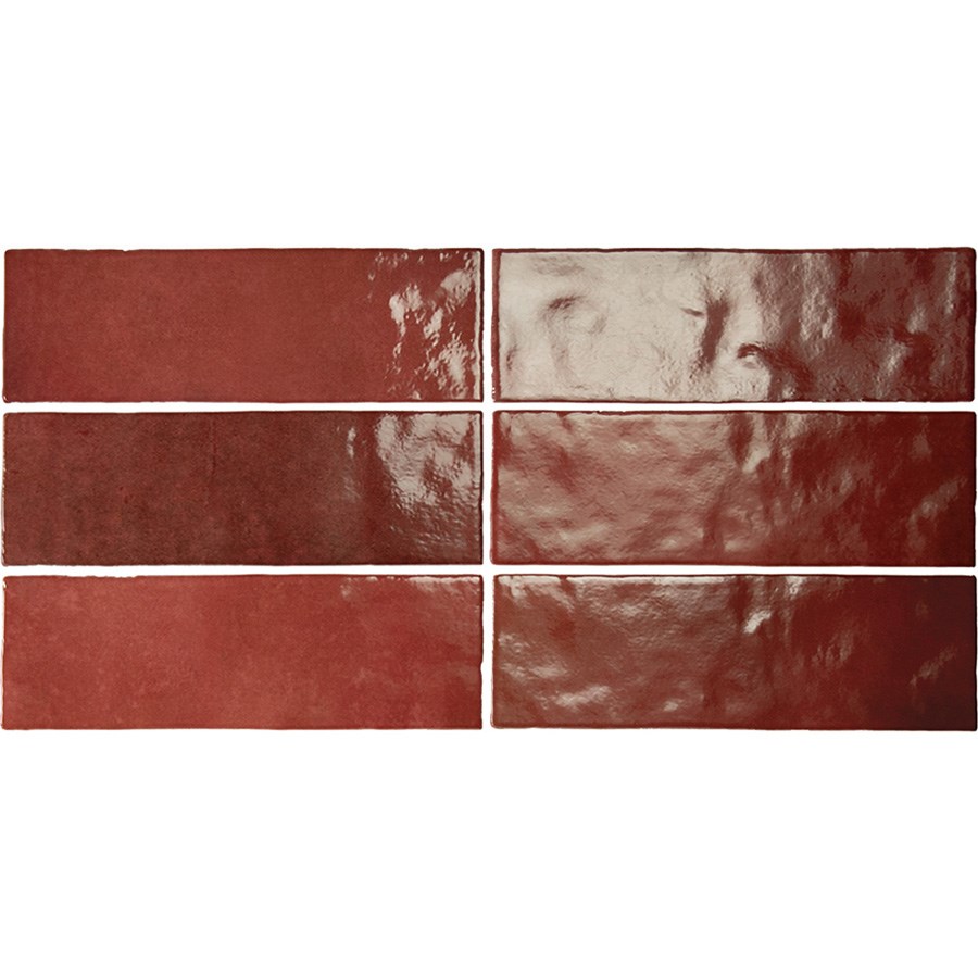 Kakel Artisan Burgundy Röd, 6.5x20cm, Blank