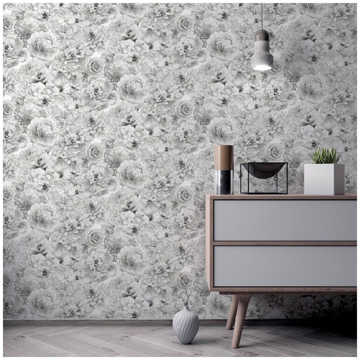 Tapet Fantasia III Glitter Bloom Silver 692803