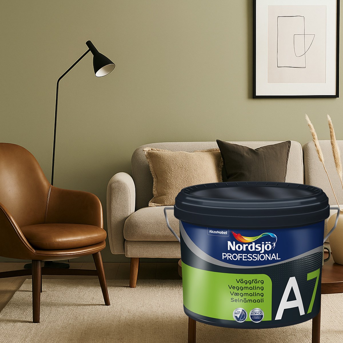 Väggfärg Professional A7 Matt, Green Harmony, 9.3L