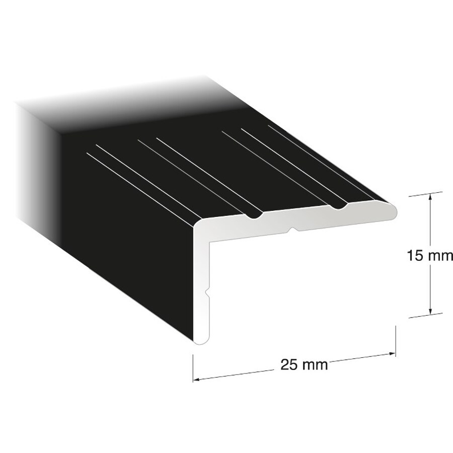 Trappnos Standard Aluminium, Svart, 2000x25x15mm