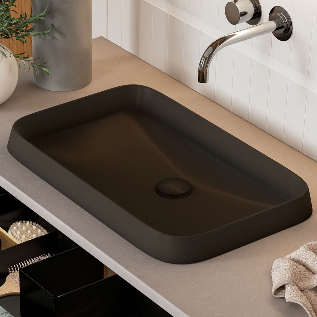 Handfat Level 50x30cm, Matte Black