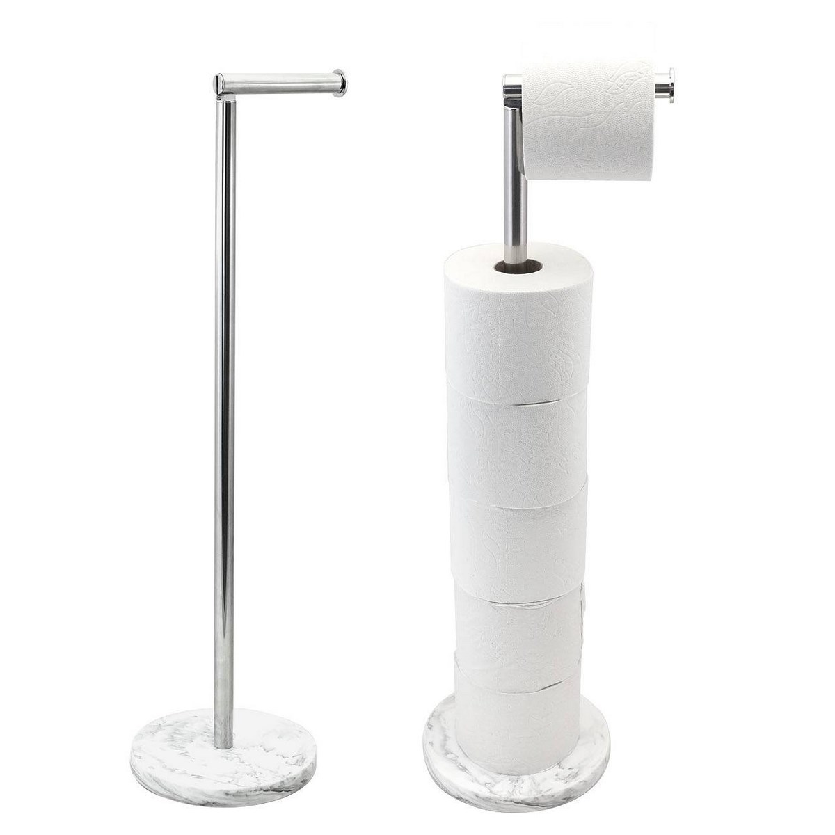 Toalettpappershållare Marble 1+5 Rullar Krom, Vit