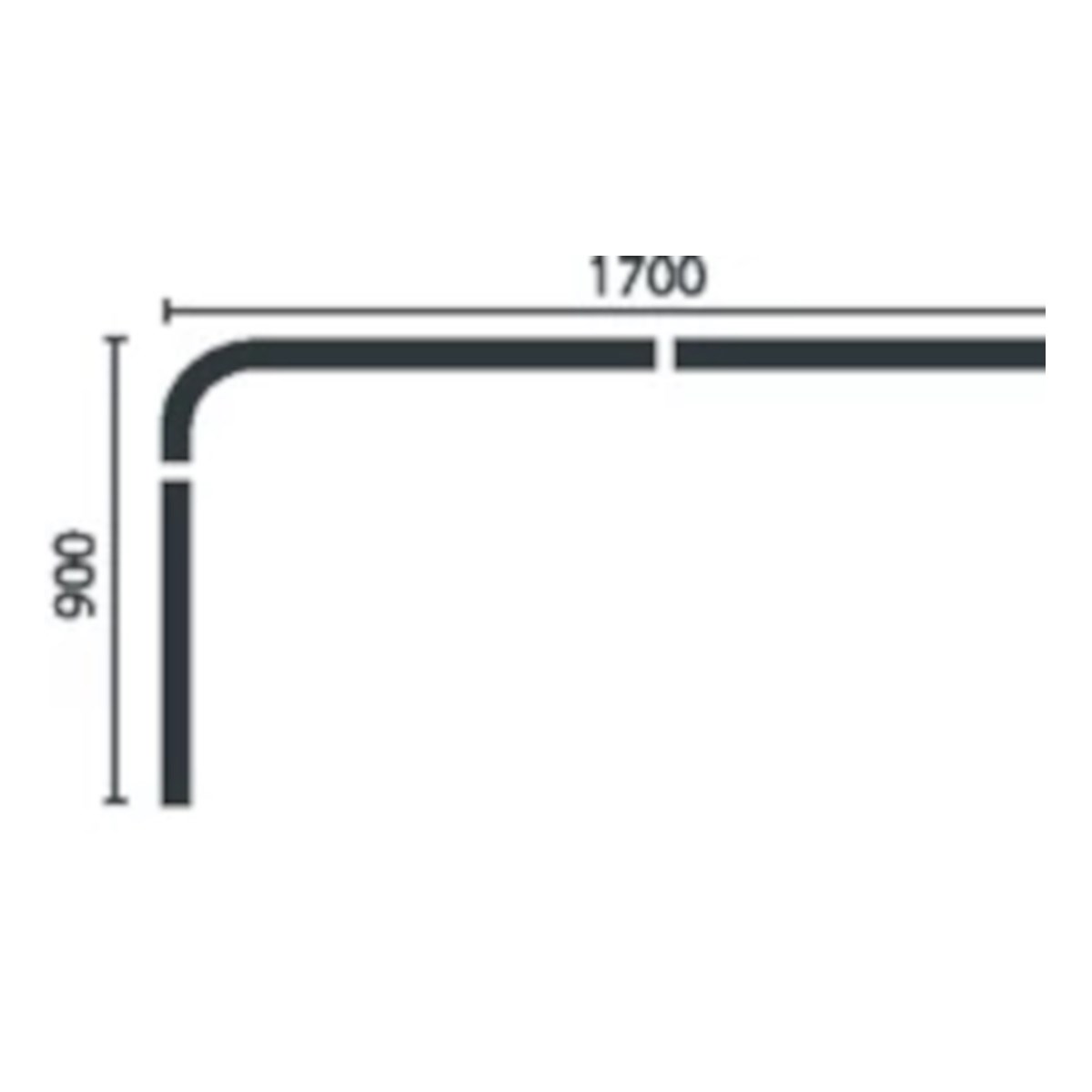 Duschdraperistång Stabil 900x1700mm, Vit
