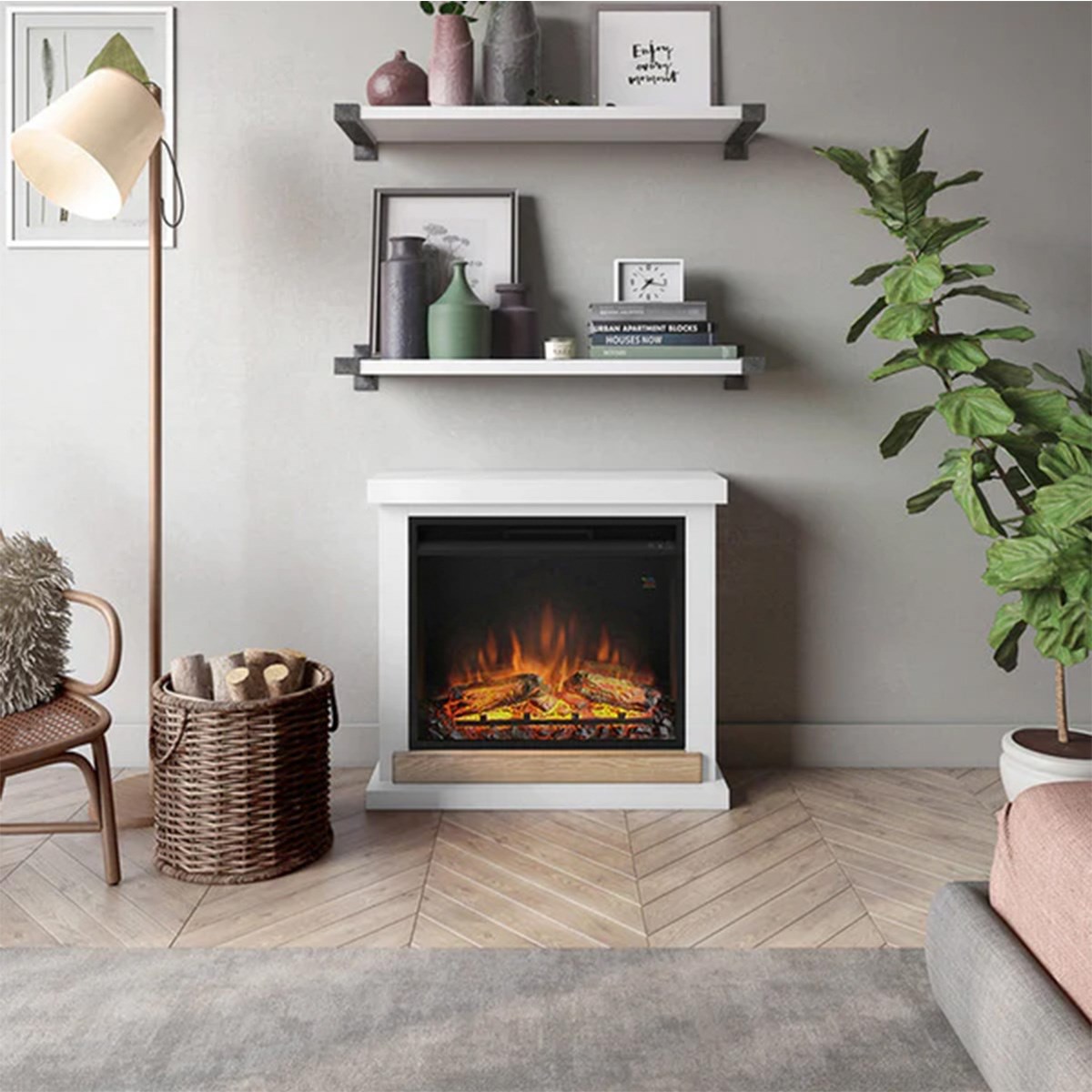 Elektrisk Kamin Hagen Electric med PowerFlame Pure White