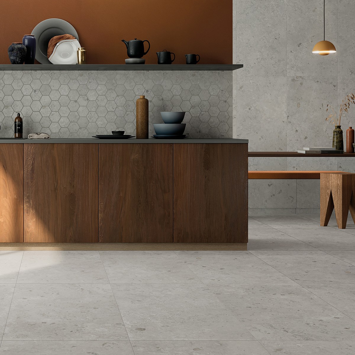 Klinker Granitkeramik Kalksten Smoke Rett Grå, 60x60cm, Matt