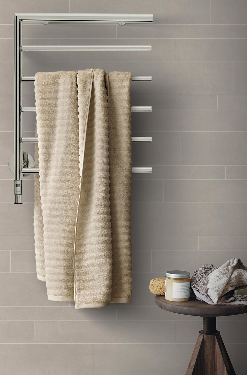 Våtrumsvägg Aquarelle Big Brick Light Grey 200cm, Ljusgrå