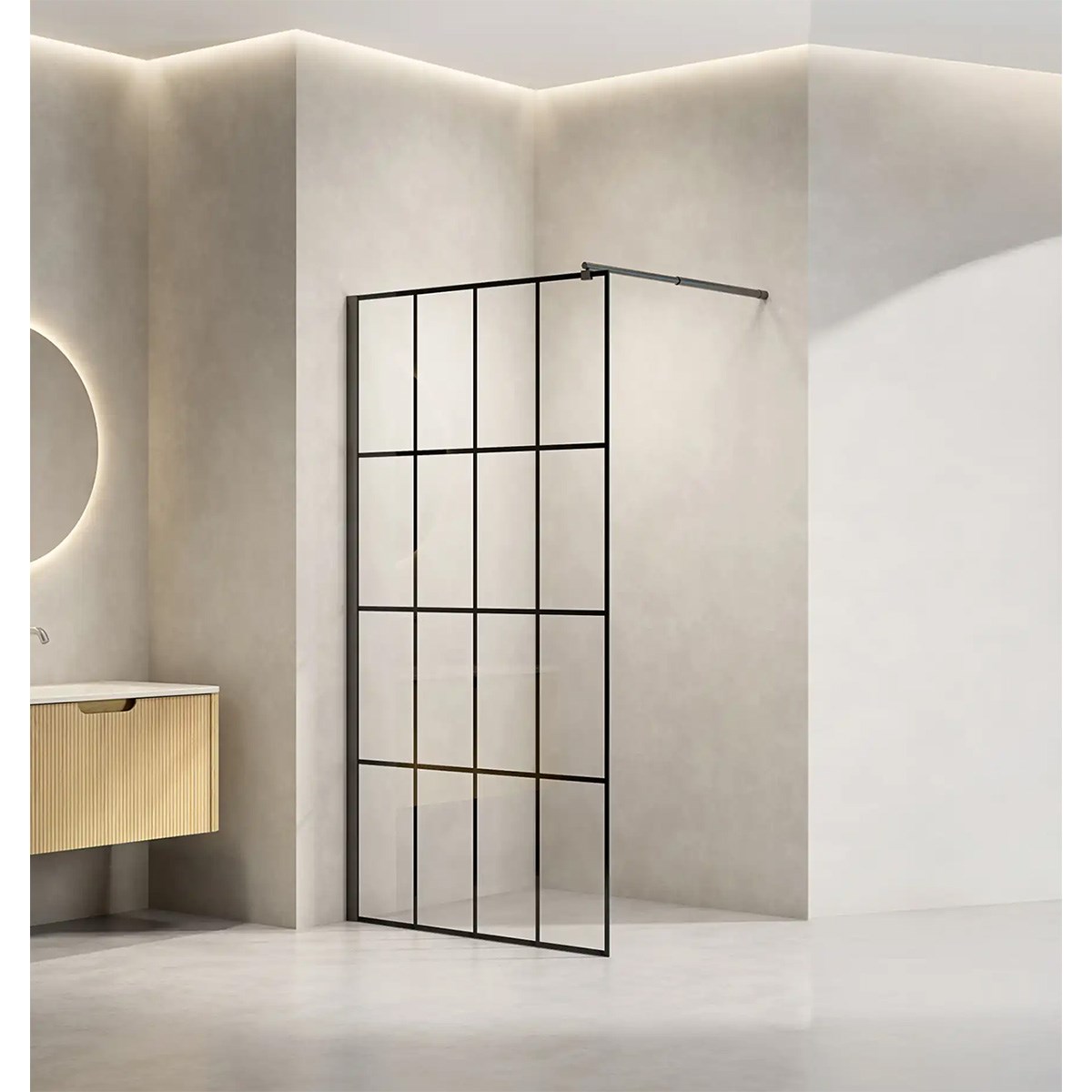 Duschvägg New York Svart, 90x190cm, Klarglas