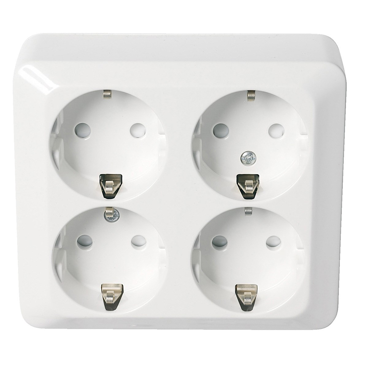 Vägguttag Quick-rot 4-vägs, Jordad, Vit