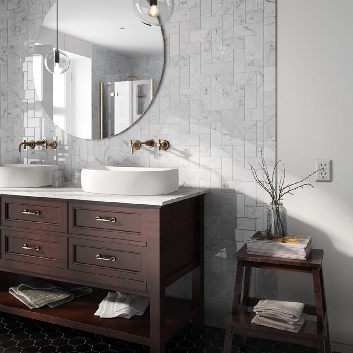 Kakel Carrara Vit, 7.5x15cm, Blank