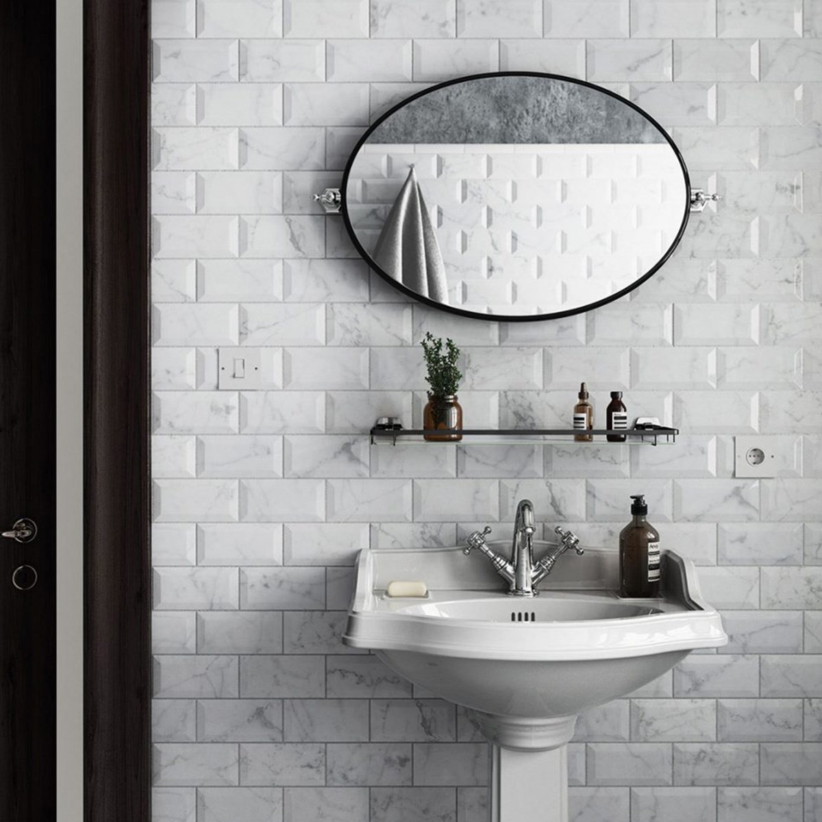 Kakel Carrara Metro Fasad Vit, 7.5x15cm, Blank