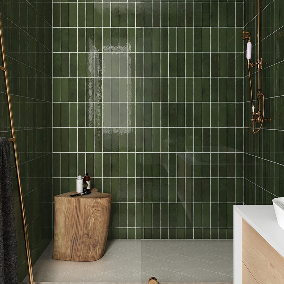 Kakel La Riviera Botanical Green Grön, 6.5x20cm, Blank