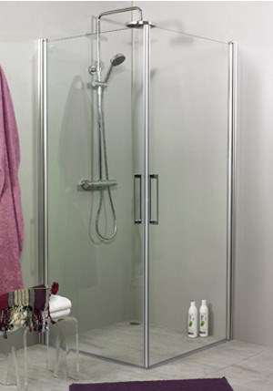 Duschhörna Fix Trend C 99 Aluminium, 90x90x195cm, Klarglas