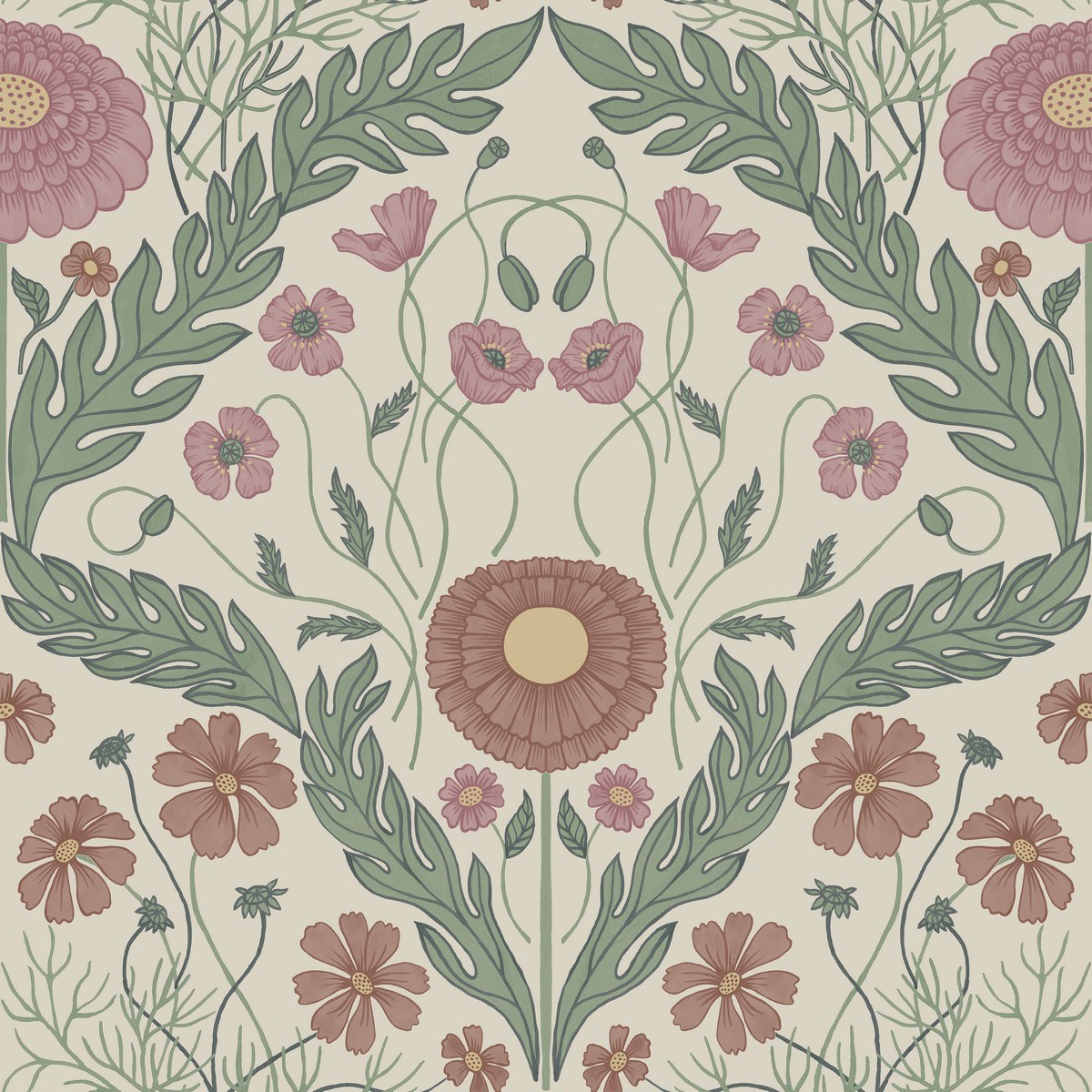 Tapet Blomstermåla Marguerite 51002