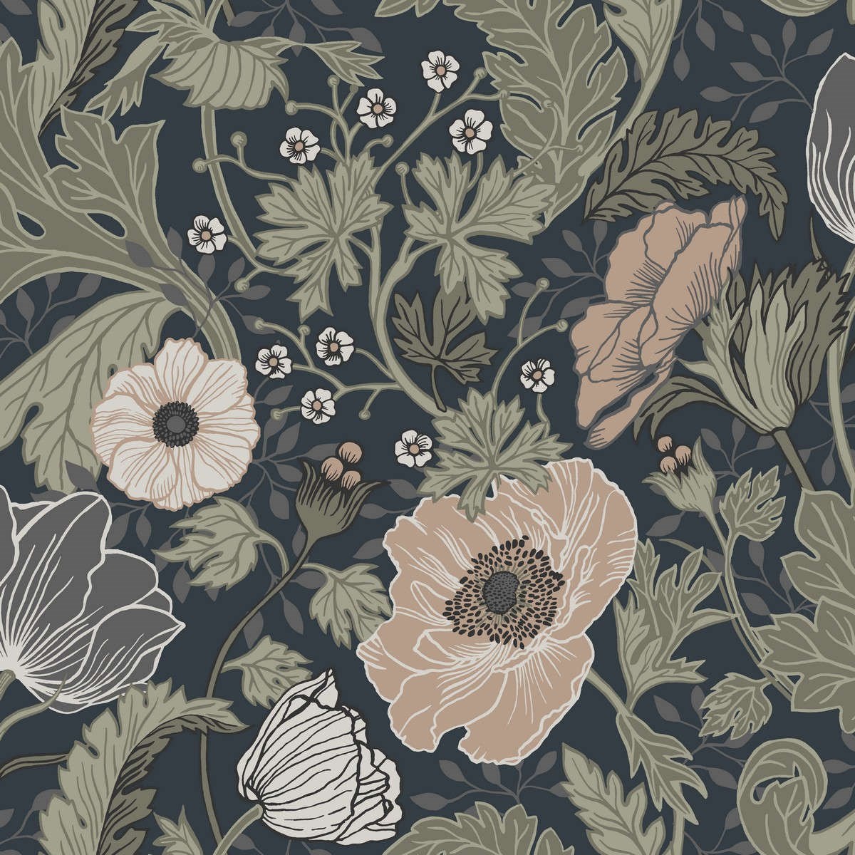 Tapet Grönhaga Anemone 44103