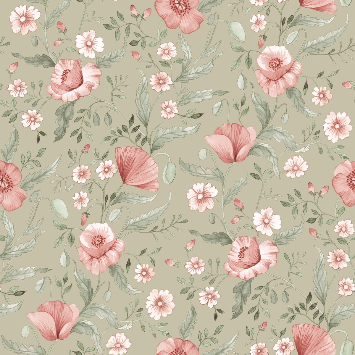 Tapet Rosenlycka Trädgårdsblommor 43119