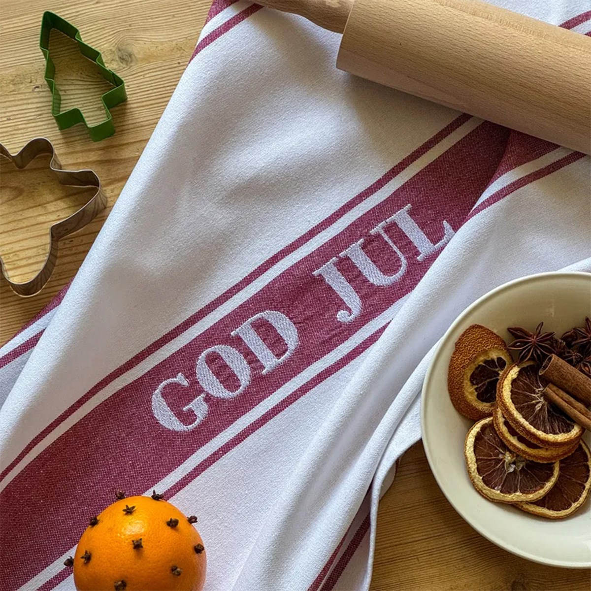 Kökshandduk God Jul Röd, Vit