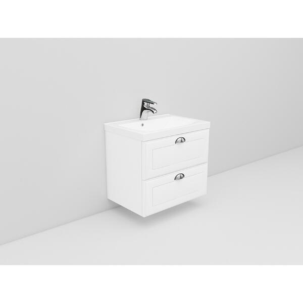 Badrumsmöbel Flexline Modell 10 60cm, Vit, Fasad Ram