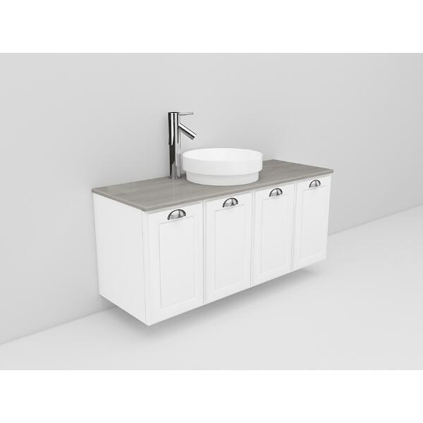 Badrumsmöbel Flexline Modell 124 120cm, Vit, Fasad Ram