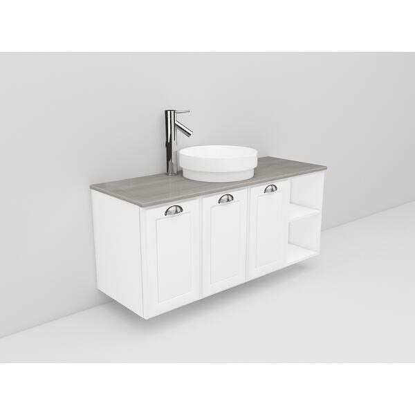 Badrumsmöbel Flexline Modell 132 120cm, Vit, Fasad Ram