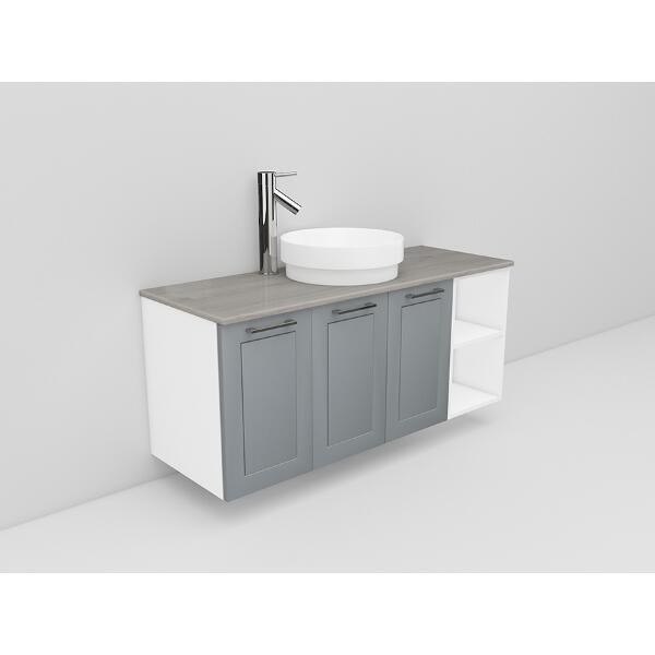 Badrumsmöbel Flexline Modell 132 120cm, Vit, Grå, Ram