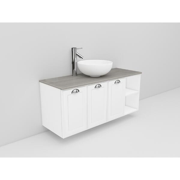 Badrumsmöbel Flexline Modell 133 120cm, Vit, Fasad Ram