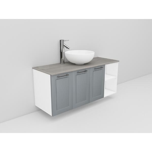 Badrumsmöbel Flexline Modell 133 120cm, Vit, Grå, Ram