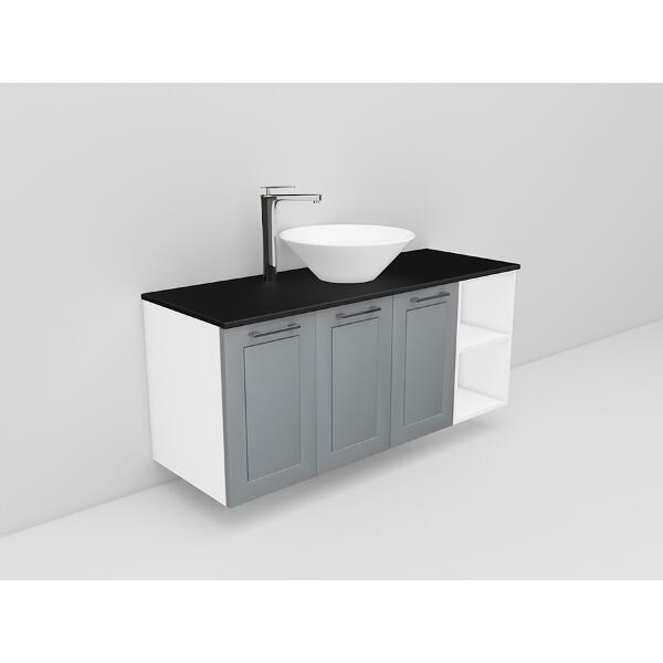 Badrumsmöbel Flexline Modell 134 120cm, Vit, Grå, Ram