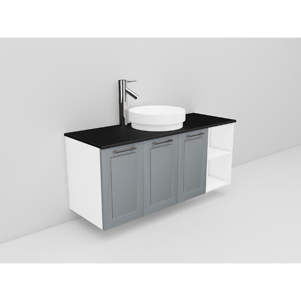 Badrumsmöbel Flexline Modell 135 120cm, Vit, Grå, Ram