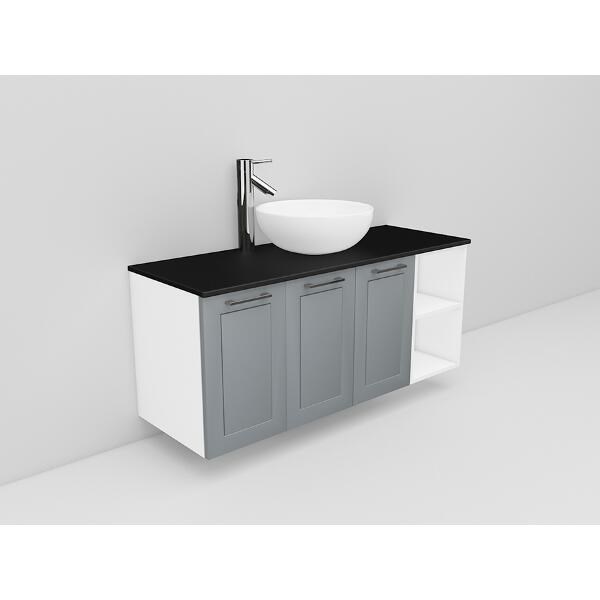 Badrumsmöbel Flexline Modell 136 120cm, Vit, Grå, Ram