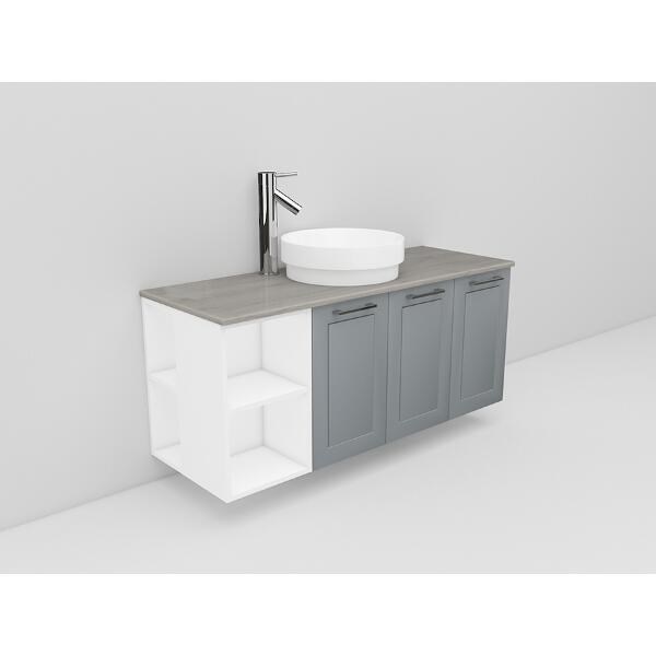 Badrumsmöbel Flexline Modell 140 120cm, Vit, Grå, Ram