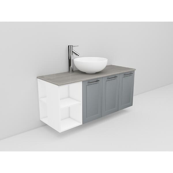 Badrumsmöbel Flexline Modell 141 120cm, Vit, Grå, Ram