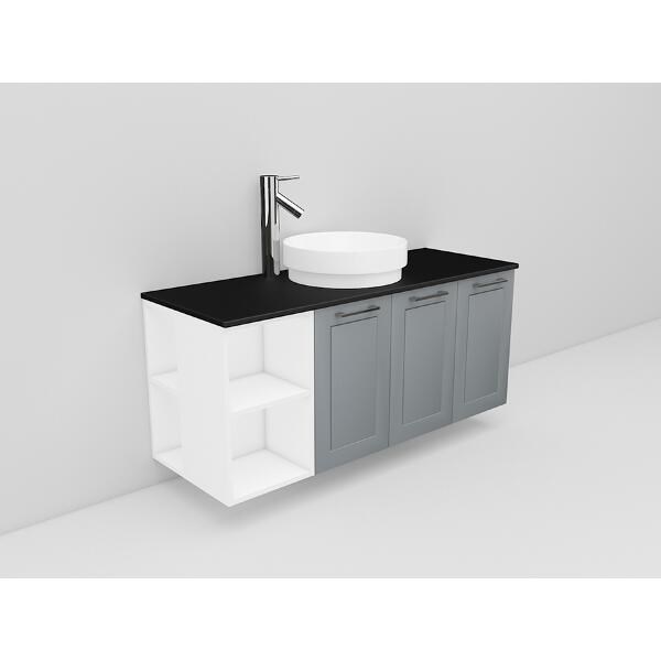 Badrumsmöbel Flexline Modell 143 120cm, Vit, Grå, Ram