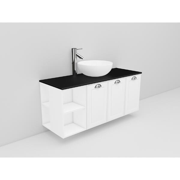 Badrumsmöbel Flexline Modell 144 120cm, Vit, Fasad Ram