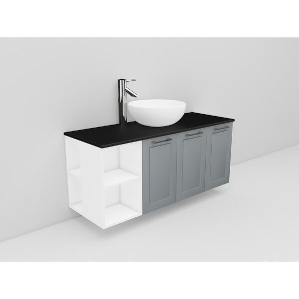 Badrumsmöbel Flexline Modell 144 120cm, Vit, Grå, Ram