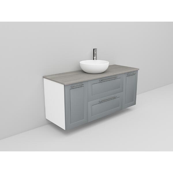 Badrumsmöbel Flexline Modell 157 120cm, Vit, Grå, Ram