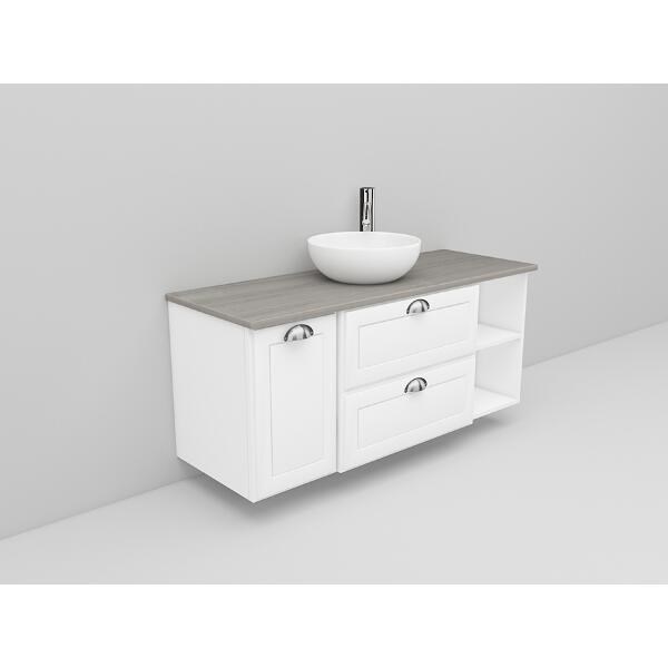 Badrumsmöbel Flexline Modell 165 120cm, Vit, Fasad Ram